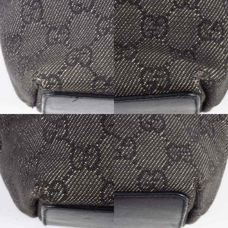 GUCCI GG Canvas Shoulder Tote Bag Underarm Gray Leather Handbag 31244 Preowned15