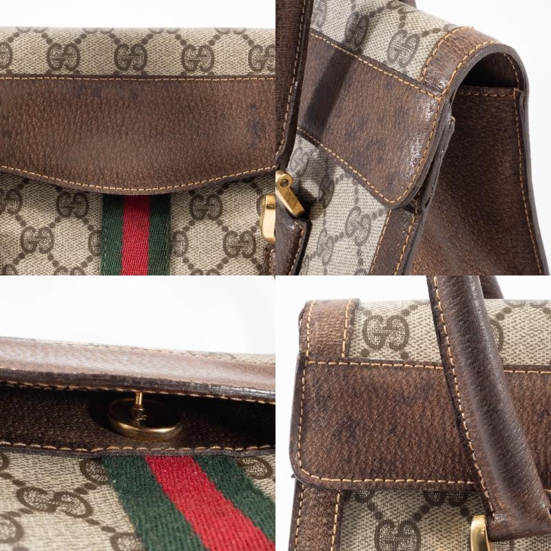 GUCCI Old Gucci Web Line Sherry Handbag Shoulder Interlocking Preowned Auth13