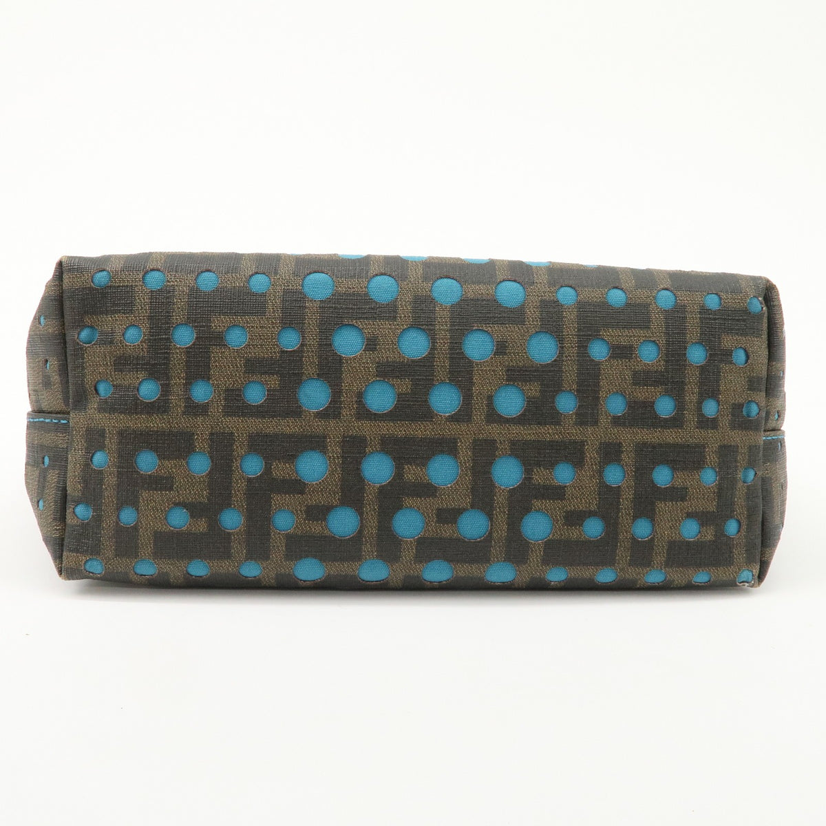 FENDI Tote Bag Zucca Nylon Punching Brown Black 8BH223 Authentic Used Reuse F/S4
