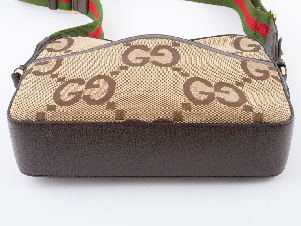 GUCCI Jumbo GG Canvas Messenger Crossbody Bag Beige Brown 675891 Preowned Auth10