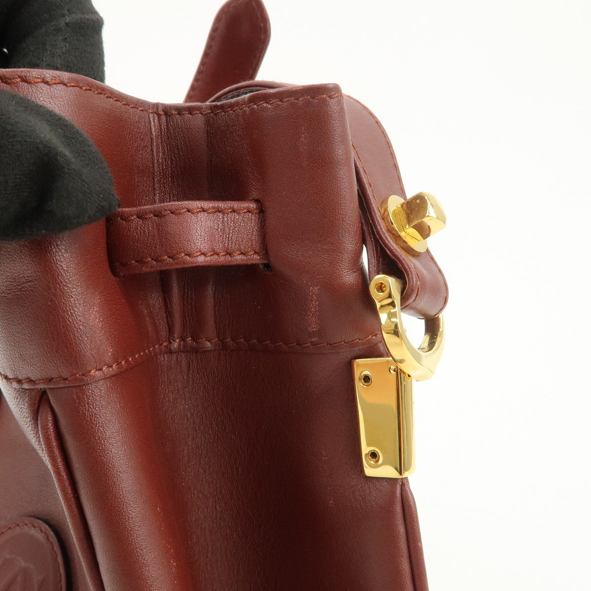 Cartier Must de Cartier Calf Leather Shoulder Bag Burgundy Authentic Used F/S16
