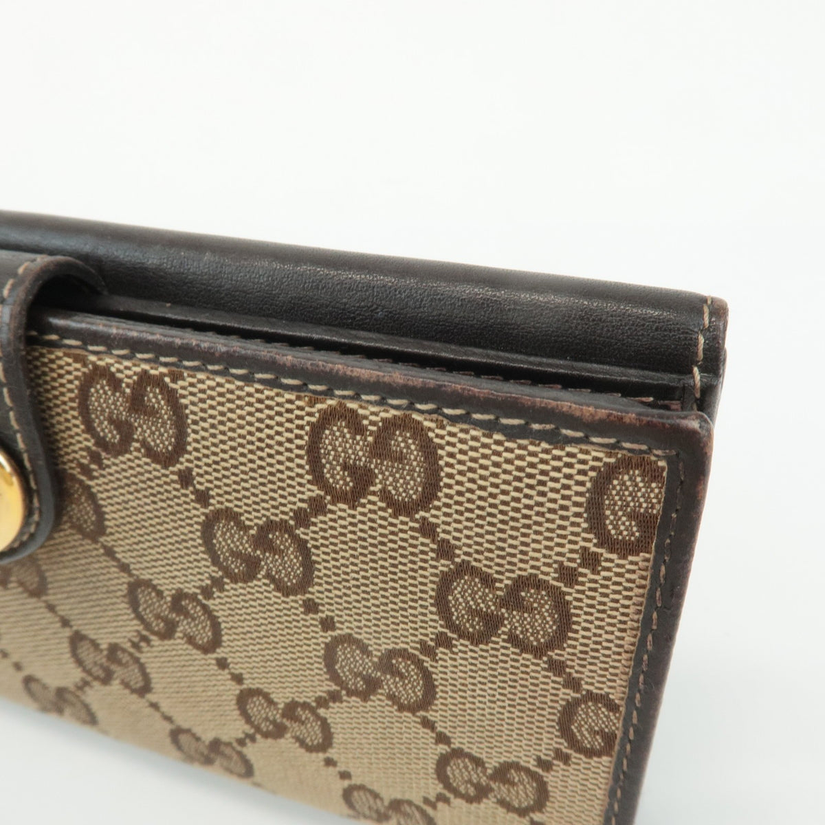 GUCCI Set of 2 GG Canvas Leather Wallet Beige Brown 203550/112715 Auth Used F/S17