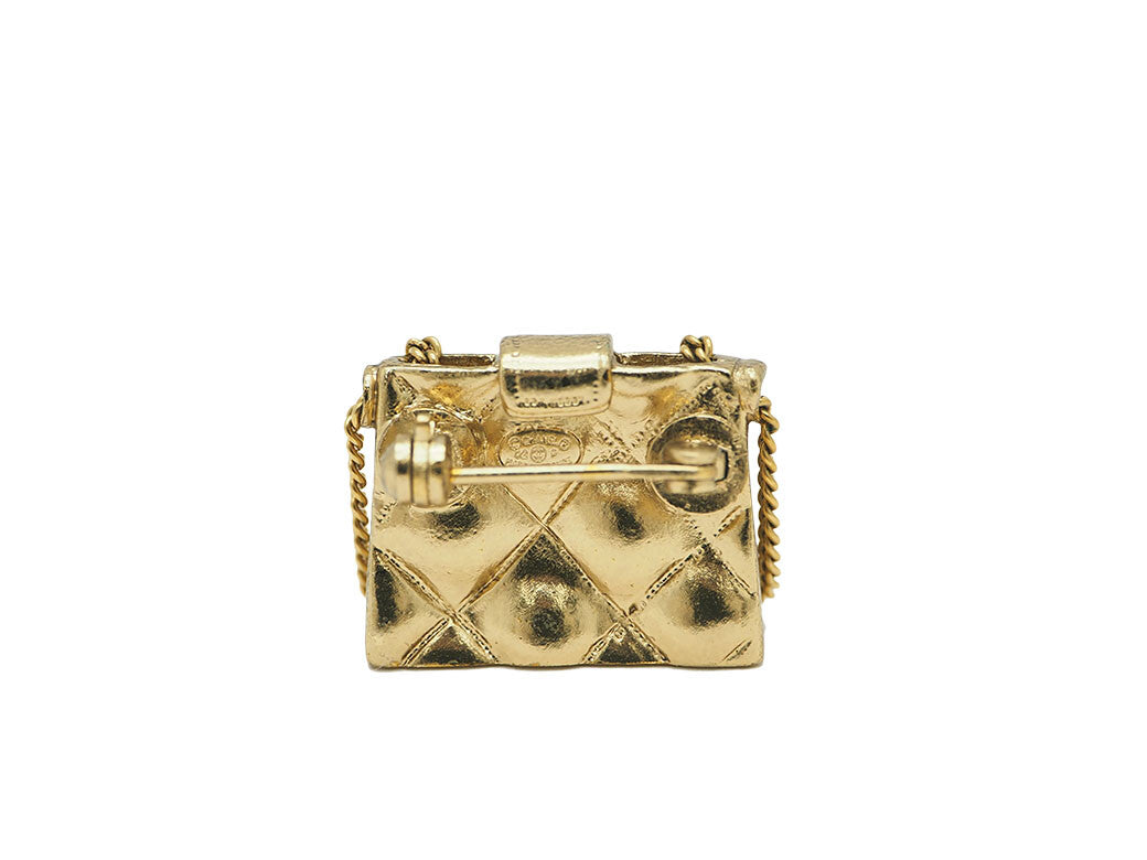 CHANEL MATRASSE brooch chain bag mini gold Ladies 02P metal pin brooch small2