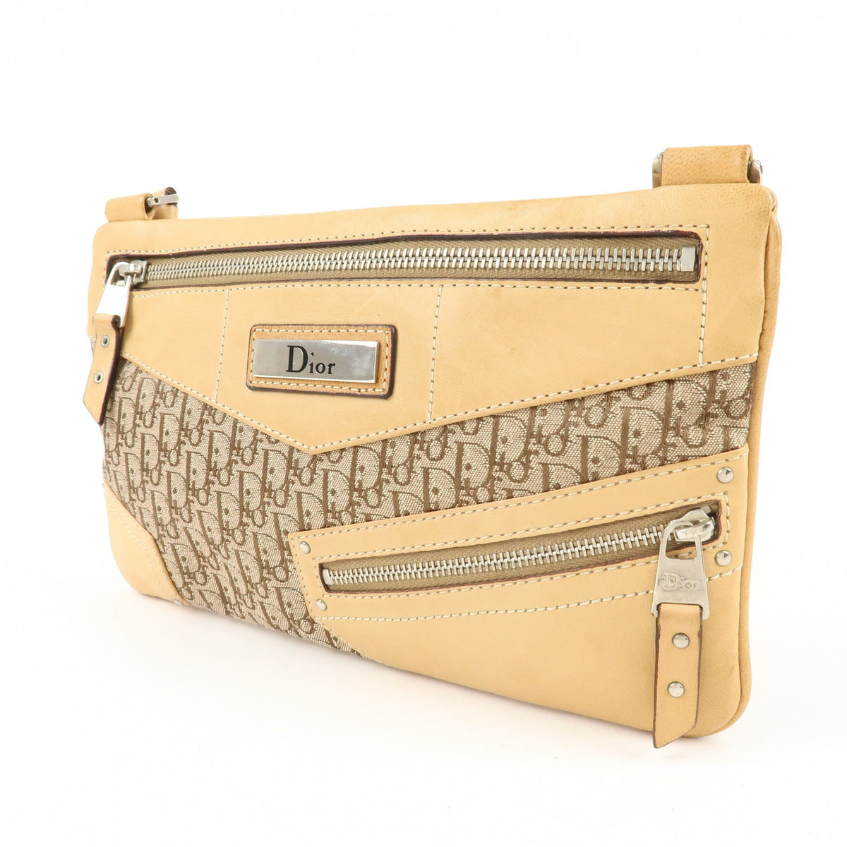 Christian Dior Street Chic Trotter Canvas Leather Shoulder Bag Preowned Auth2