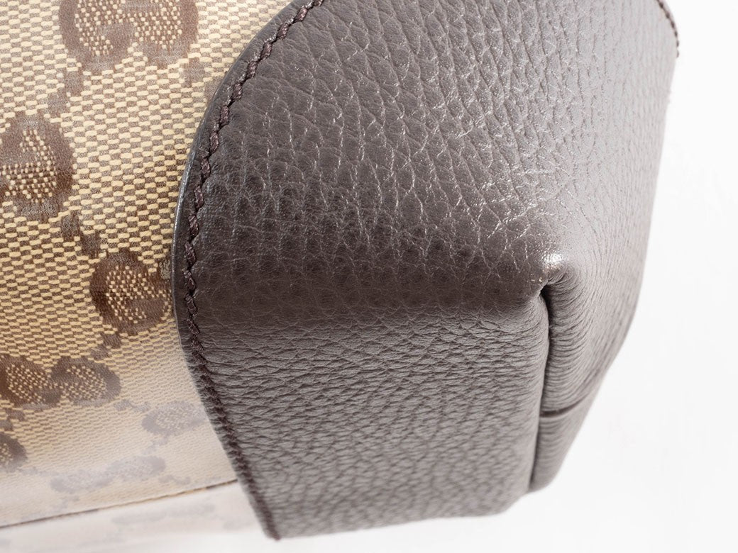 GUCCI GG Crystal Canvas Tote Bag Beige Leather A4 size 353706 Preowned Auth11