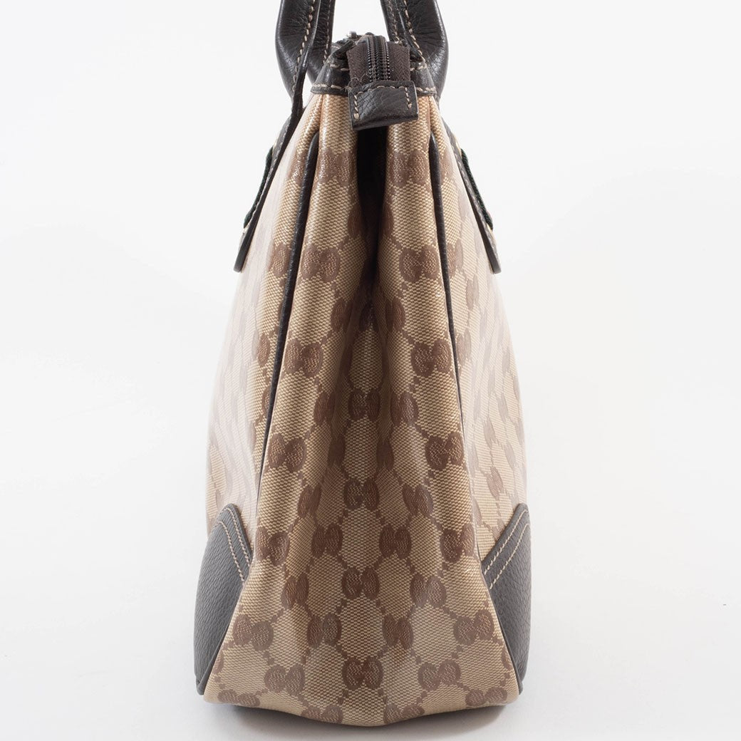 GUCCI GG Crystal Shoulder Tote Bag Sherry Line Web Beige Brown 293599 Preowned5