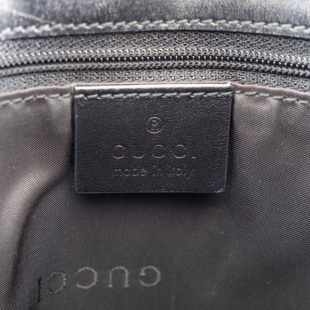 GUCCI Hobo Shoulder Bag Black Nylon Leather A4 Size 001.3166 Preowned Auth18