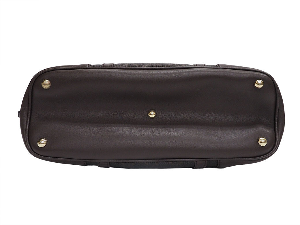 GUCCI GG Supreme Handbag Brown PVC Leather Convertible Crossbody Preowned Auth4