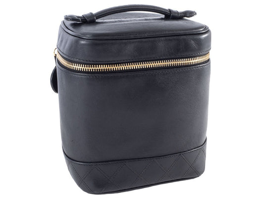 Auth CHANEL Bag Bicolore Vanity Bag Lambskin Black A01619 Reuse Used Preowned1