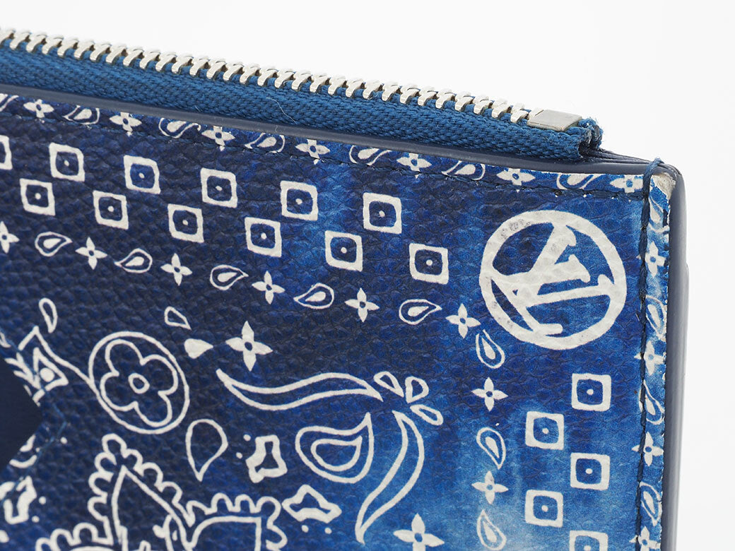 LOUIS VUITTON Coin Case Card Case Blue Monogram Bandana Canvas M81432 Preowned4