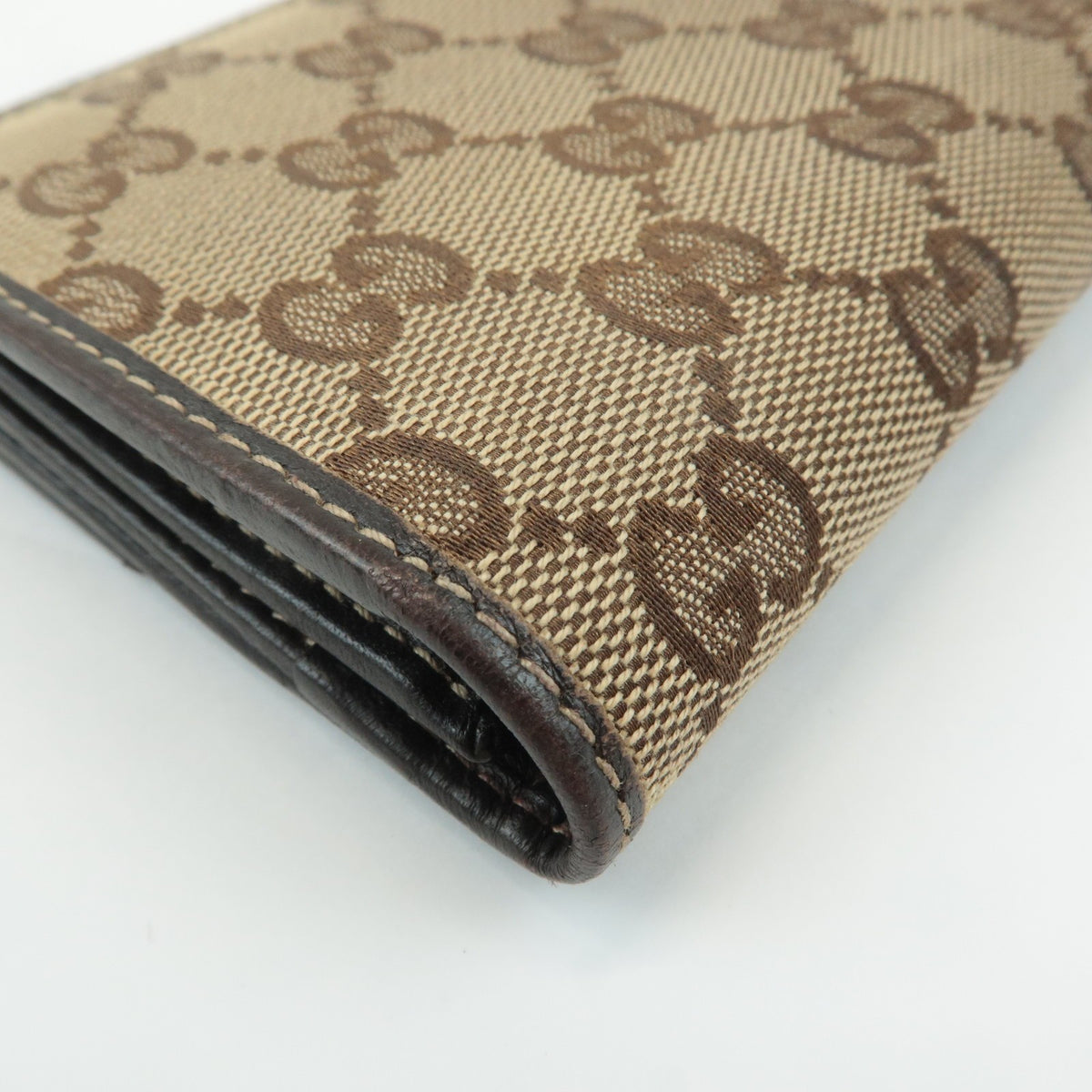 GUCCI Set of 2 GG Canvas Leather Wallet Beige Brown 203550/112715 Auth Used F/S15