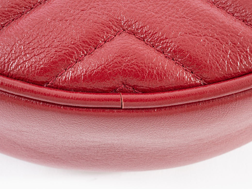 GUCCI GG Marmont Chain Shoulder Bag Red Round Heart Woman 550154 Preowned Auth14