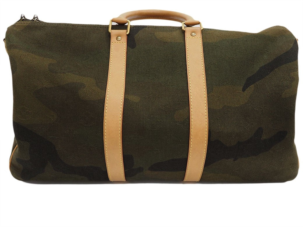 LV x Supreme Keepall Bandouliere Camo Travel Bag M43466 Khaki Men's Preowned5