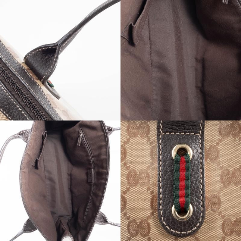 GUCCI GG Crystal Shoulder Tote Bag Sherry Line Web Beige Brown 293599 Preowned23