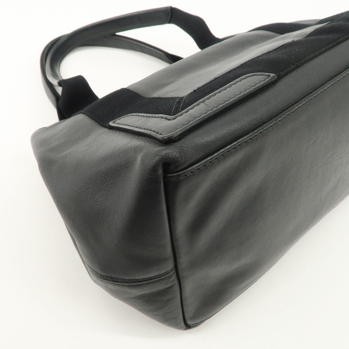 BALENCIAGA Leather Navy Cabas S Tote Bag Hand Bag Black 339933 Auth Used F/S11