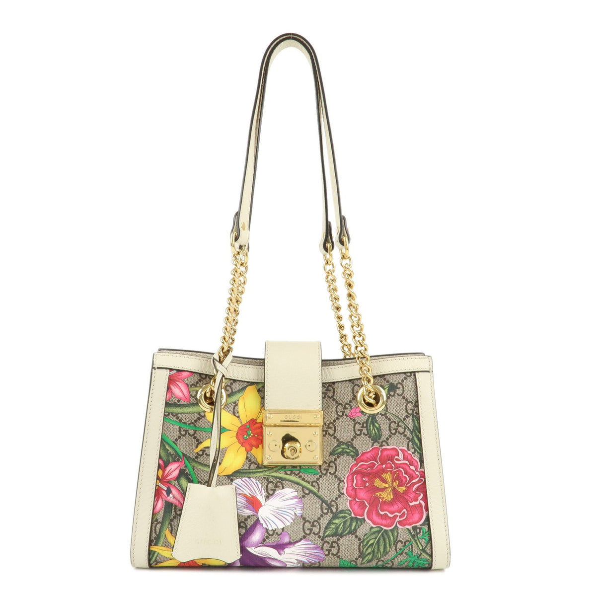 GUCCI GG Flora GG Supreme Leather Chain Shoulder Bag 498156 Preowned Auth0