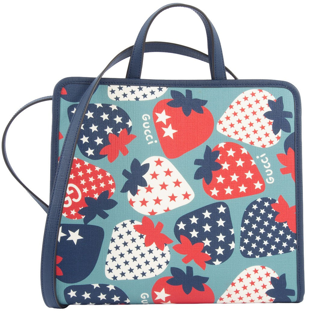 GUCCI Childrens Strawberry Tote Bag Multi Supreme Canvas 630542 Preowned Auth0