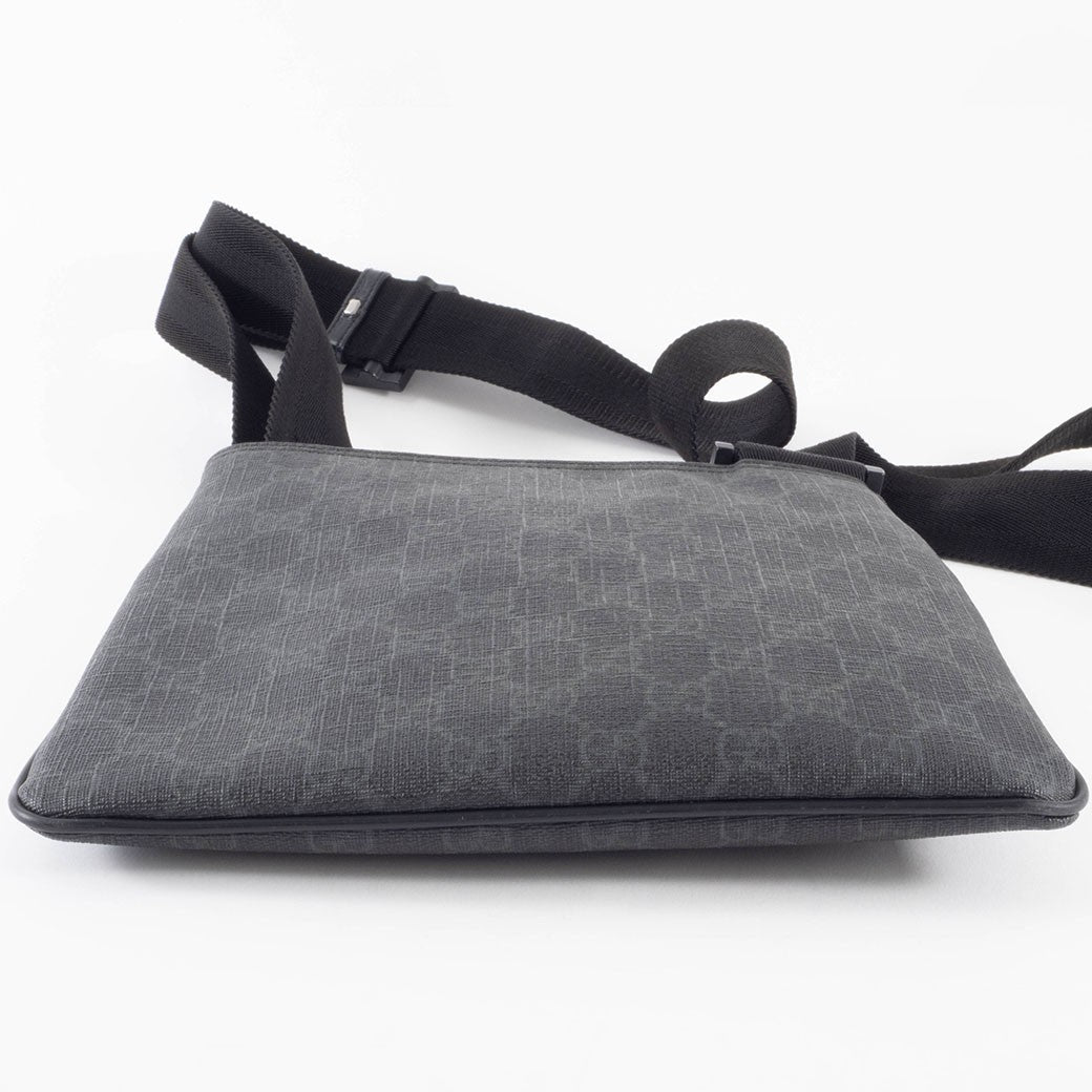 GUCCI GG Supreme Womens Crossbody Shoulder Bag Grey Coated Canvas Preowned Auth7