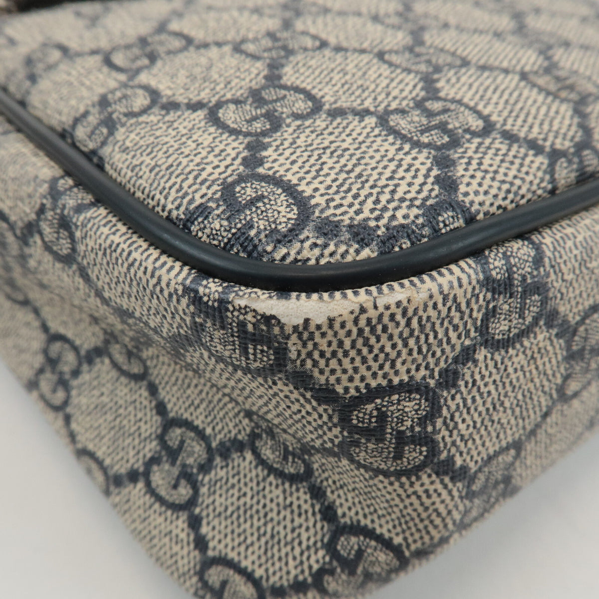 GUCCI GG Supreme Canvas Leather Shoulder Bag Navy Beige Vintage 233268 Preowned7