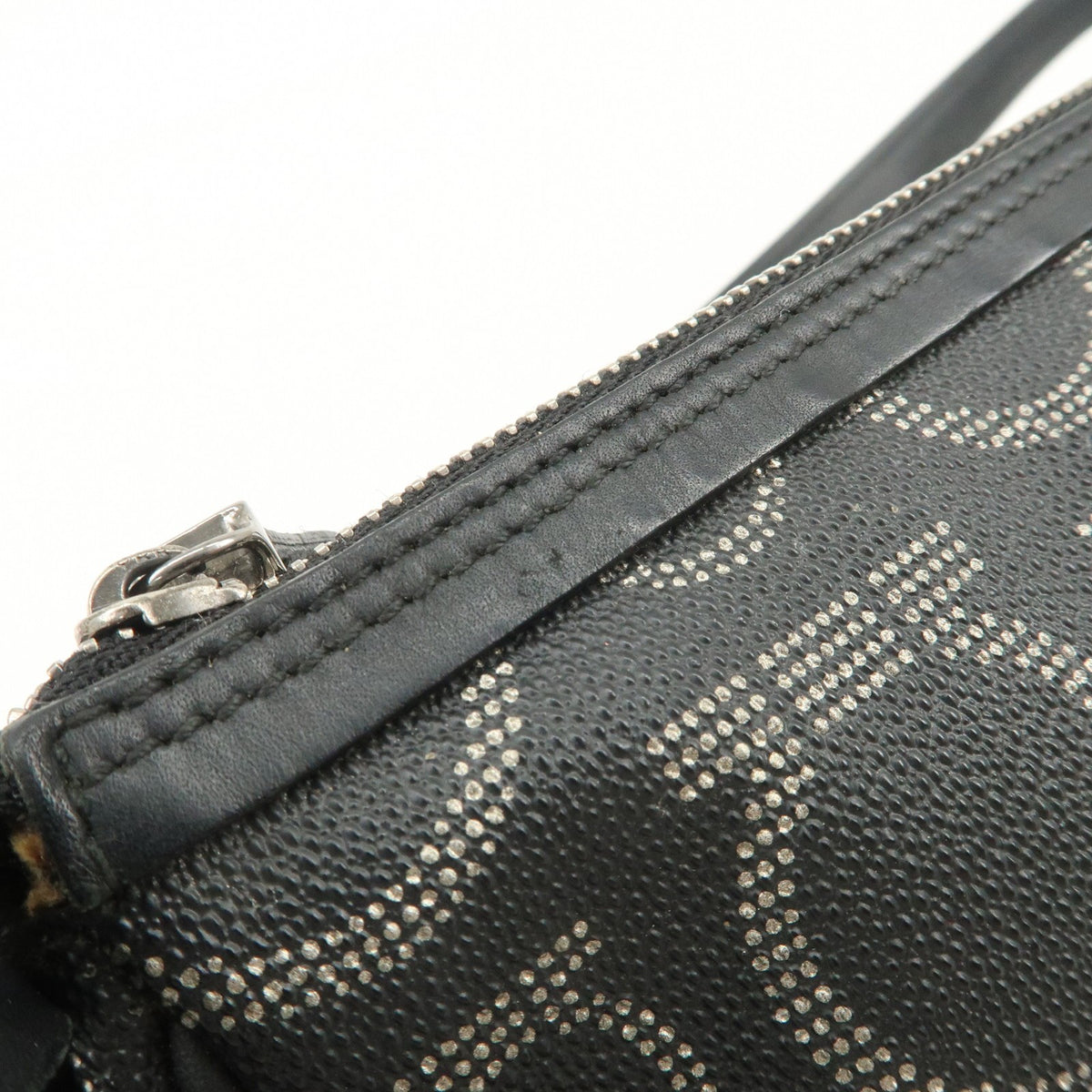 Ferragamo Gancini PVC Accessary Pouch Hand Bag Black Authentic Used F/S18