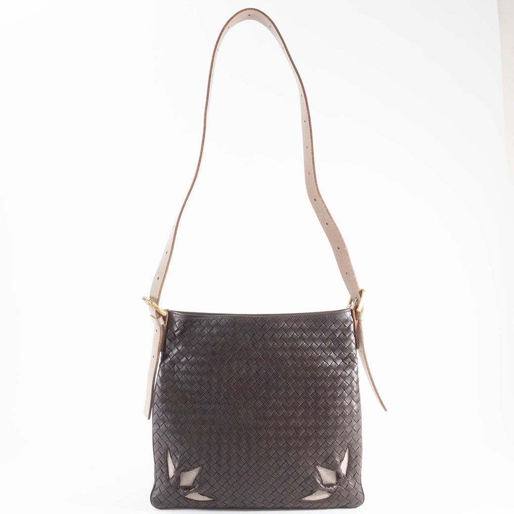 BOTTEGA VENETA Intrecciato Dark Brown Leather Crossbody Shoulder Bag Preowned11
