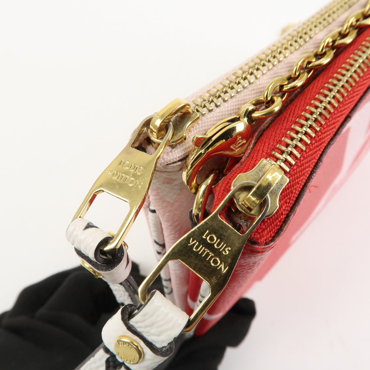 Louis Vuitton Monogram Giant Pochette Double Zip Pouch Rouge M67561 Used F/S12