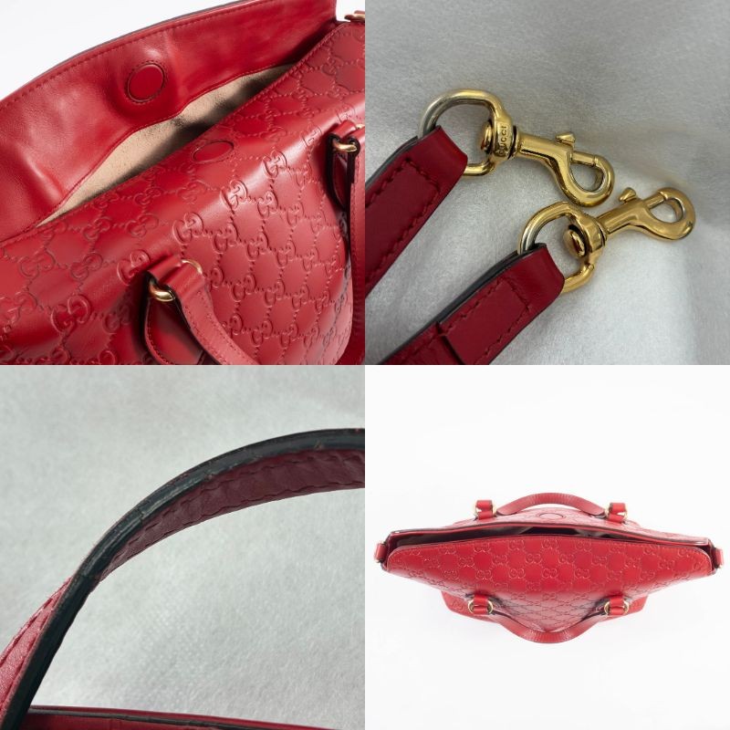 GUCCI Guccissima Leather Convertible Crossbody Shoulder Bag Tote Red Preowned22