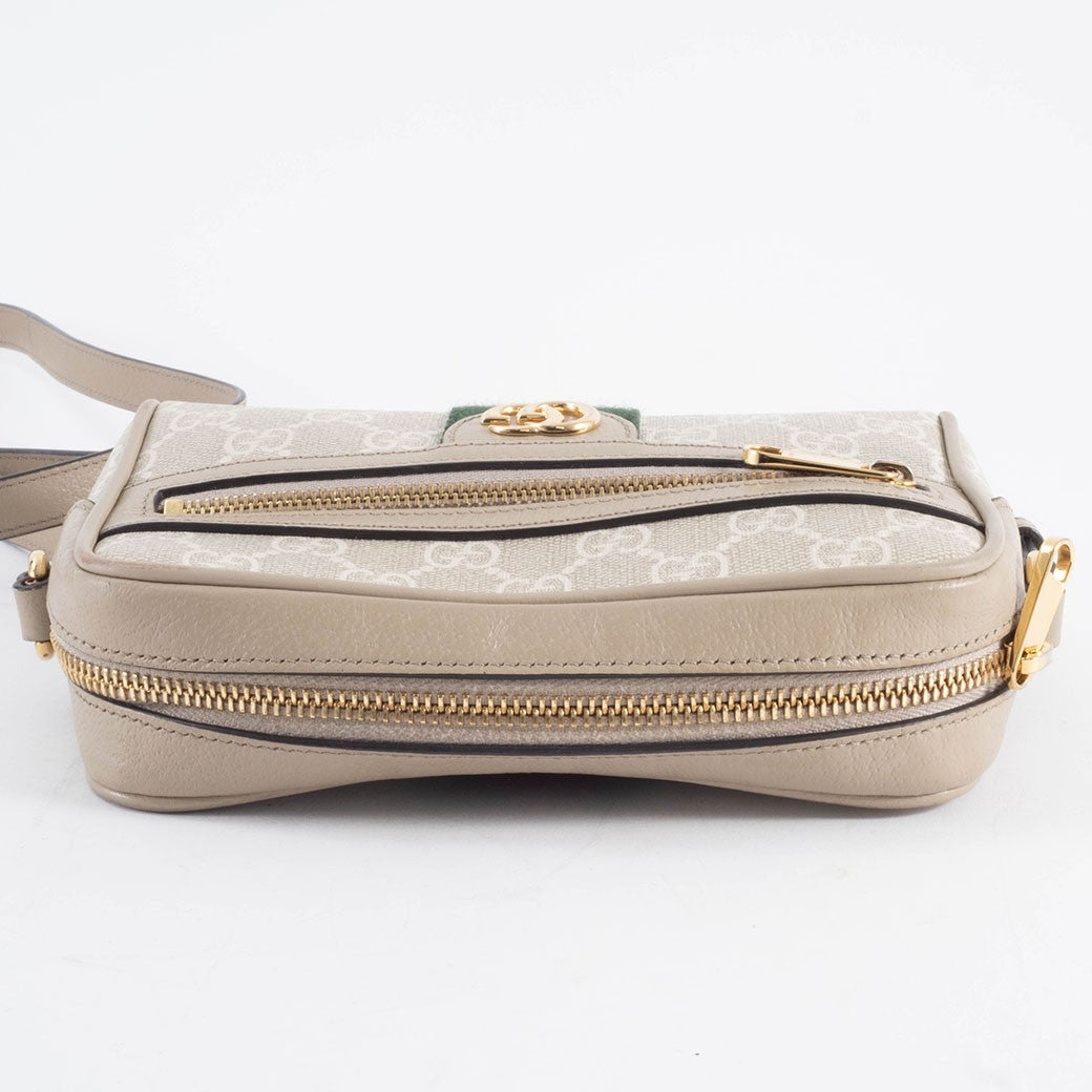 GUCCI Ophidia Mini GG Supreme Crossbody Shoulder Bag Beige Womens Preowned Auth6