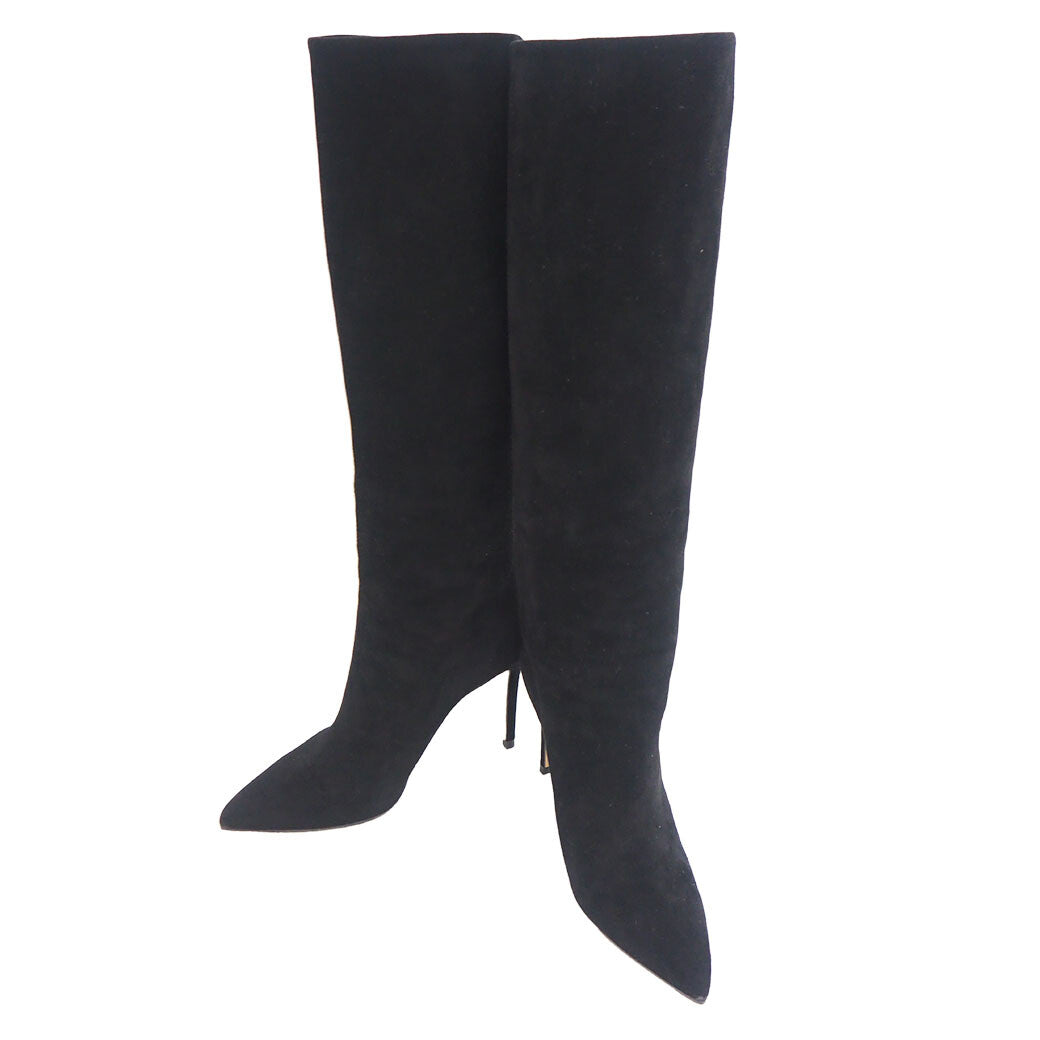 Gucci shoes suede long boots black ladies stiletto heel 36 Reuse Used Preowned0