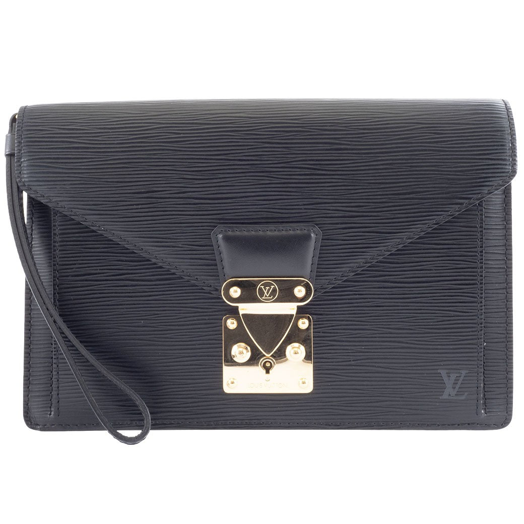 LOUIS VUITTON Pochette Serie Dragonne Second Bag M52612 Epi Leather Black Reuse0