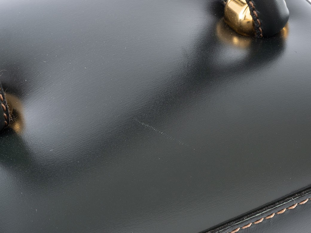 LOEWE Vintage Vanity Bag Womens Box Handbag Green Leather Preowned Auth6