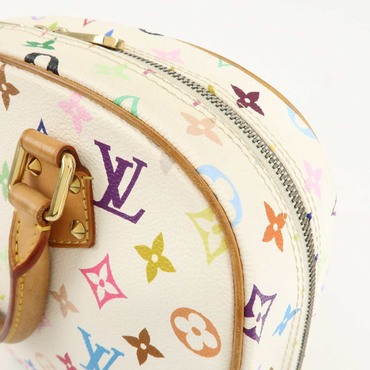 Louis Vuitton Monogram Multicolor Trouville Hand Bag Blanc M92662 Auth Used F/S17