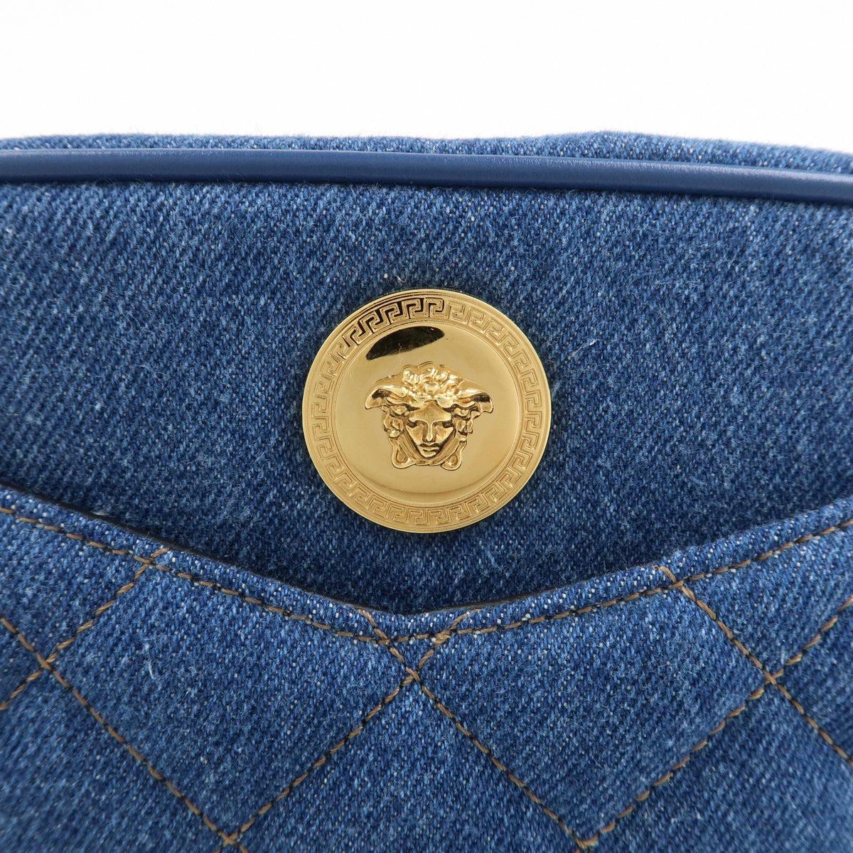 GIANNI VERSACE Denim Leather Chain Shoulder Bag Blue Authentic Used F/S19