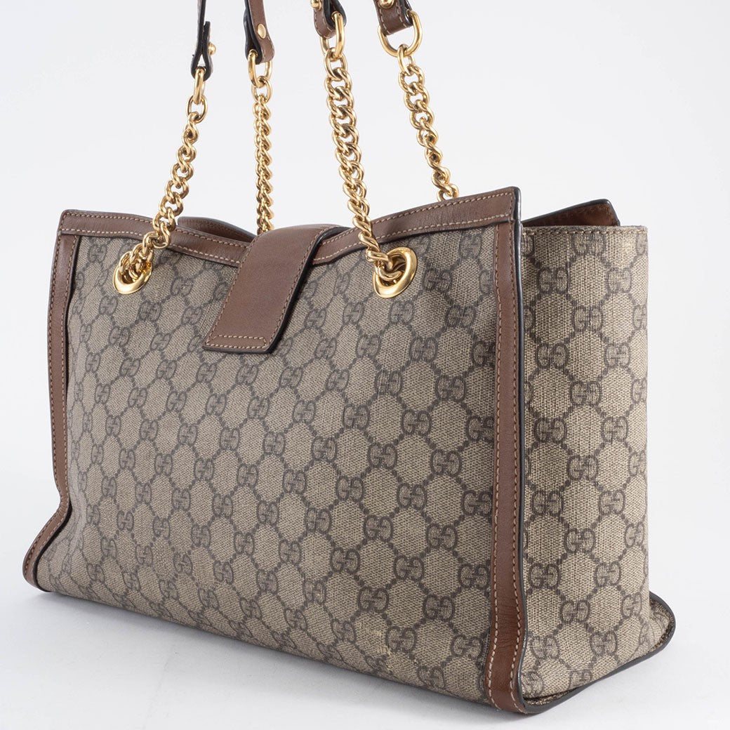 GUCCI Padlock GG Supreme Chain Shoulder Bag Beige Brown 479197 Preowned Auth20