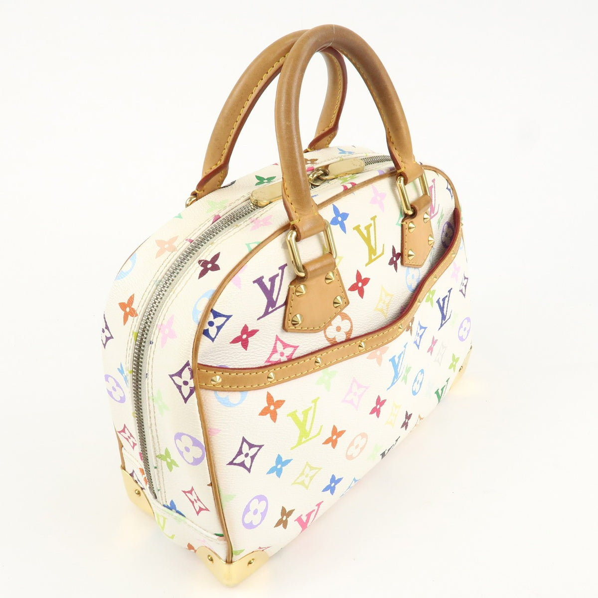 Louis Vuitton Monogram Multicolor Trouville Hand Bag Blanc M92662 Auth Used F/S3