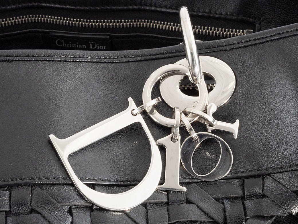 Christian Dior Diorissimo Handbag Black Leather Shoulder Bag Preowned Auth7