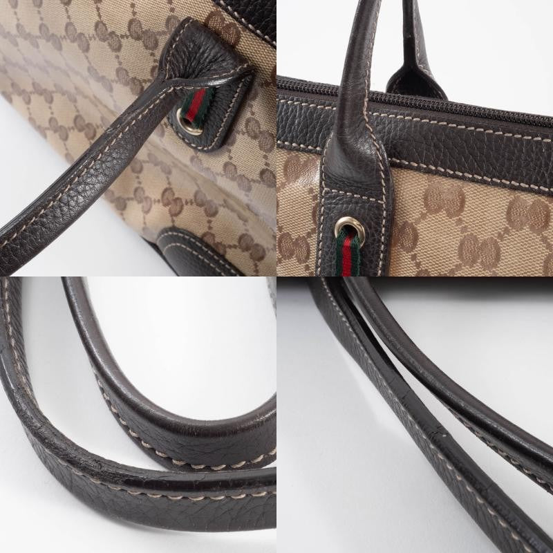 GUCCI GG Crystal Shoulder Tote Bag Sherry Line Web Beige Brown 293599 Preowned11