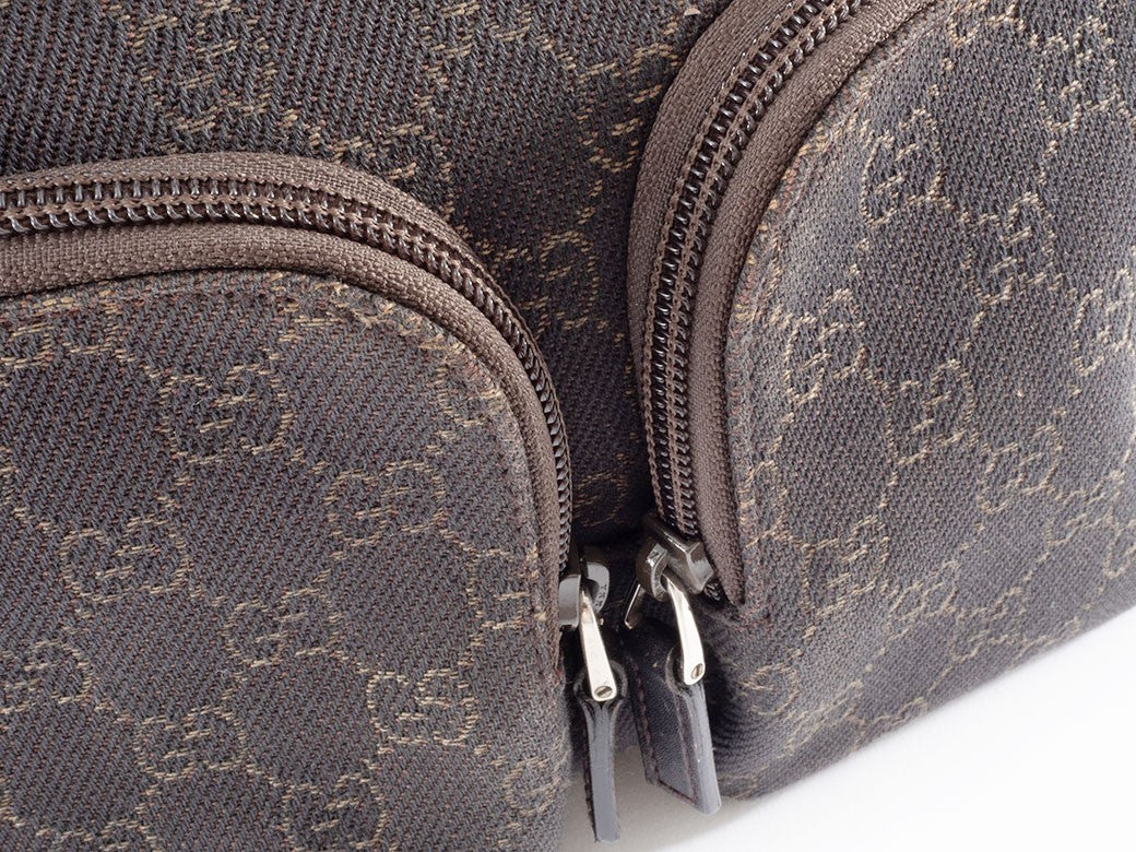 GUCCI GG Canvas Leather Tote Handbag Small Brown 105650 Womens Preowned Auth5