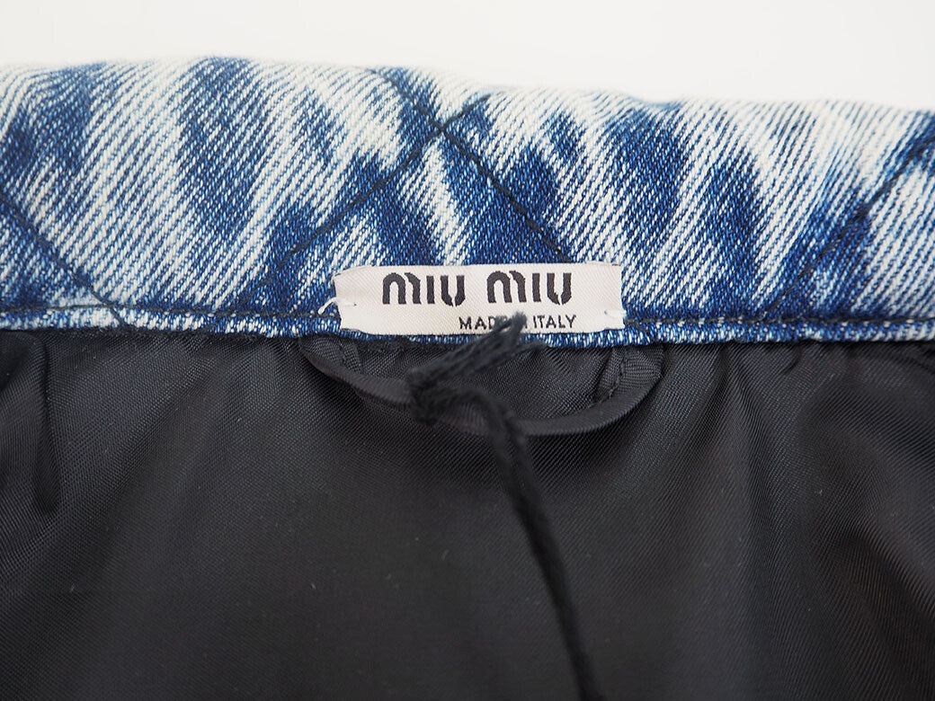 MIU MIU Quilted Denim Jacket Blue GWB086 38 Ladies Chemical Wash Reuse Used6