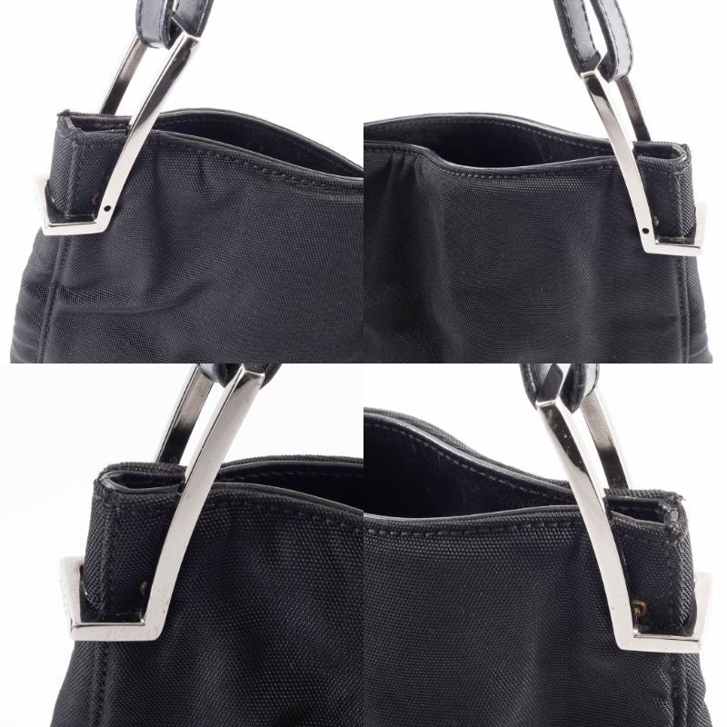 GUCCI Hobo Shoulder Bag Black Nylon Leather A4 Size 001.3166 Preowned Auth14