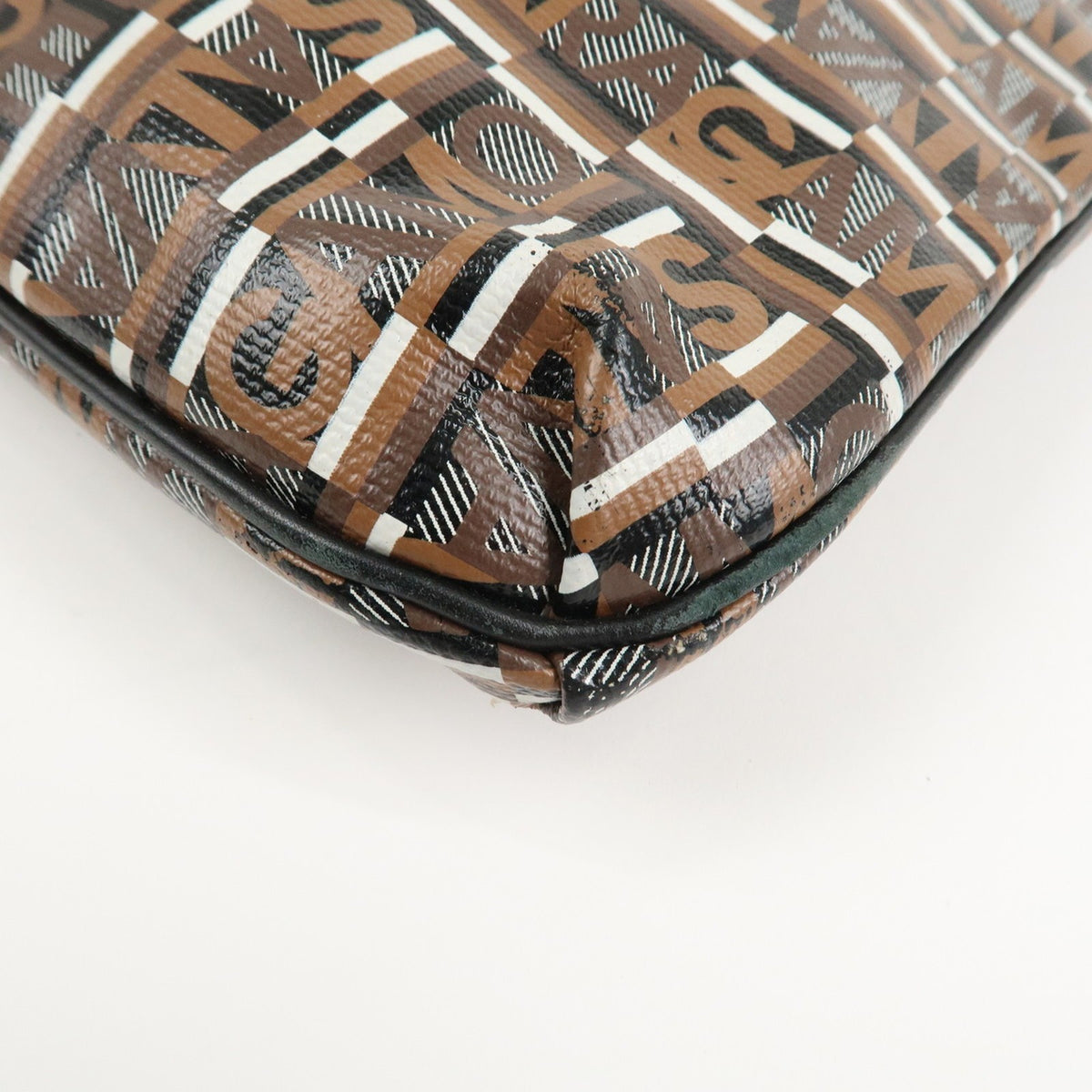 Ferragamo PVC Leather Womens Shoulder Bag Brown Black White Preowned Auth10