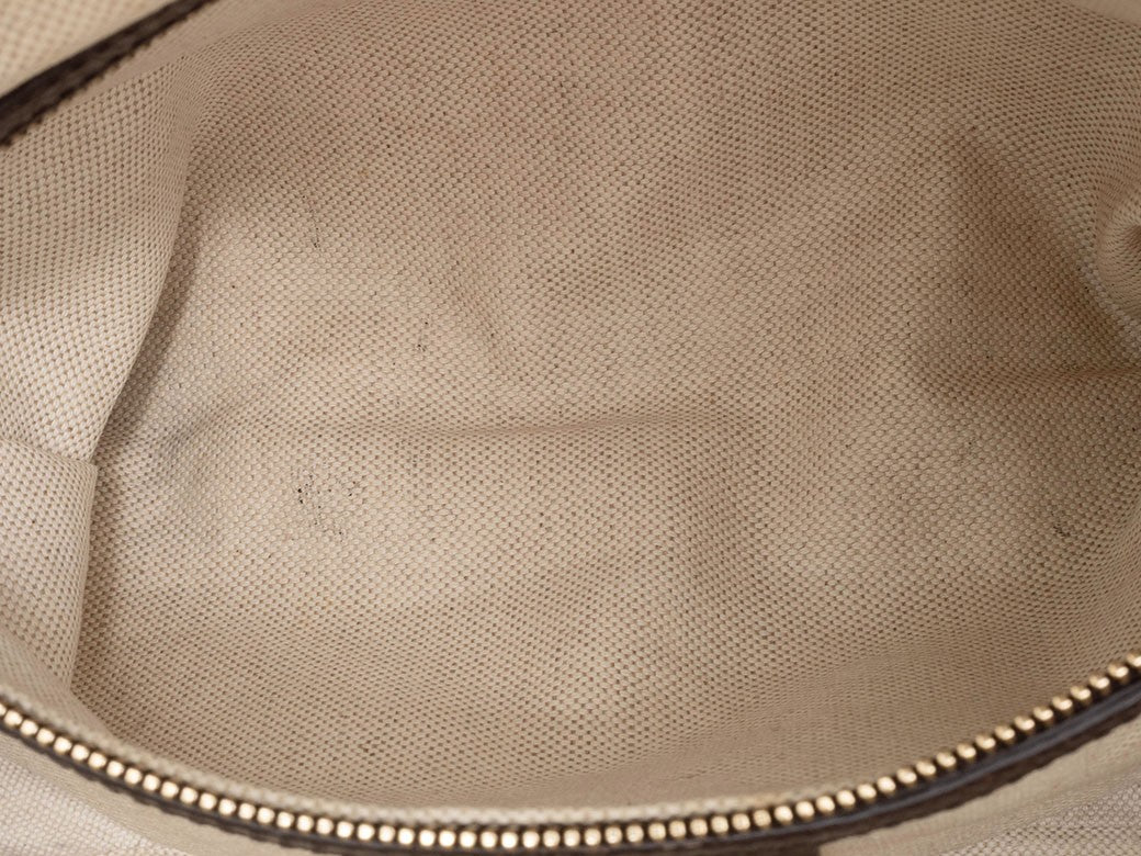 GUCCI Diamante Canvas Leather Tote Handbag Beige Brown Womens Preowned Auth11