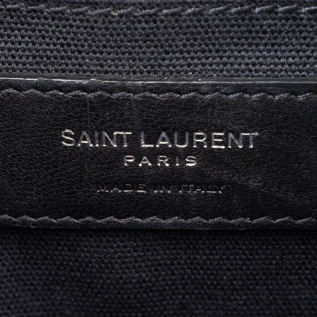 SAINT LAURENT Camp Camera Bag Canvas Leather Black Crossbody 647179 Preowned13