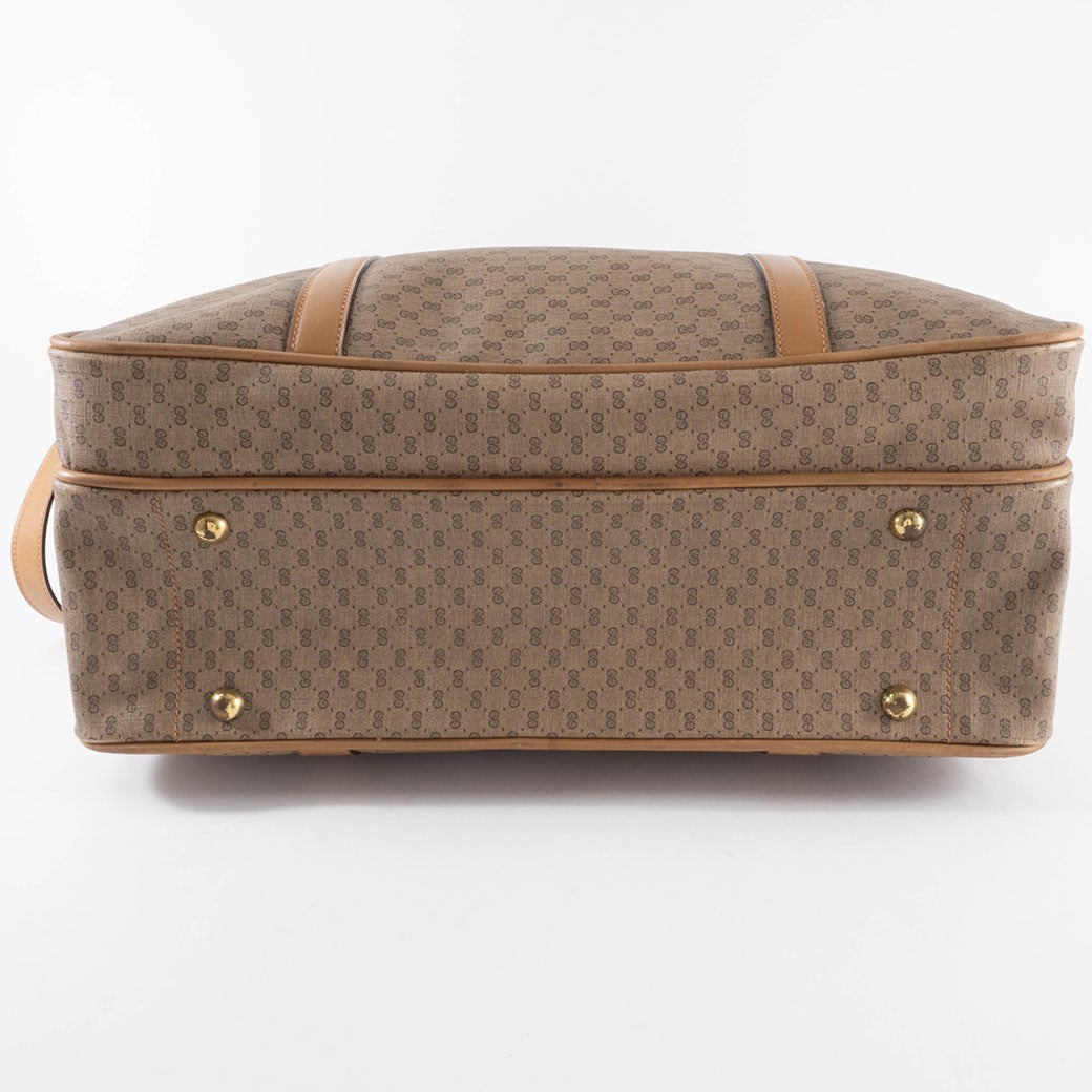 GUCCI Old Gucci Micro GG PVC Boston Bag Travel Beige Brown Vintage Preowned5