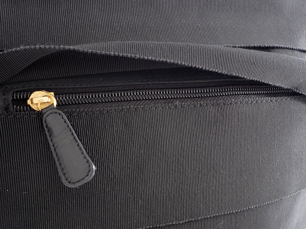 Ferragamo Vara Ribbon Womens Chain Shoulder Tote Bag Nylon Black Preowned Auth16