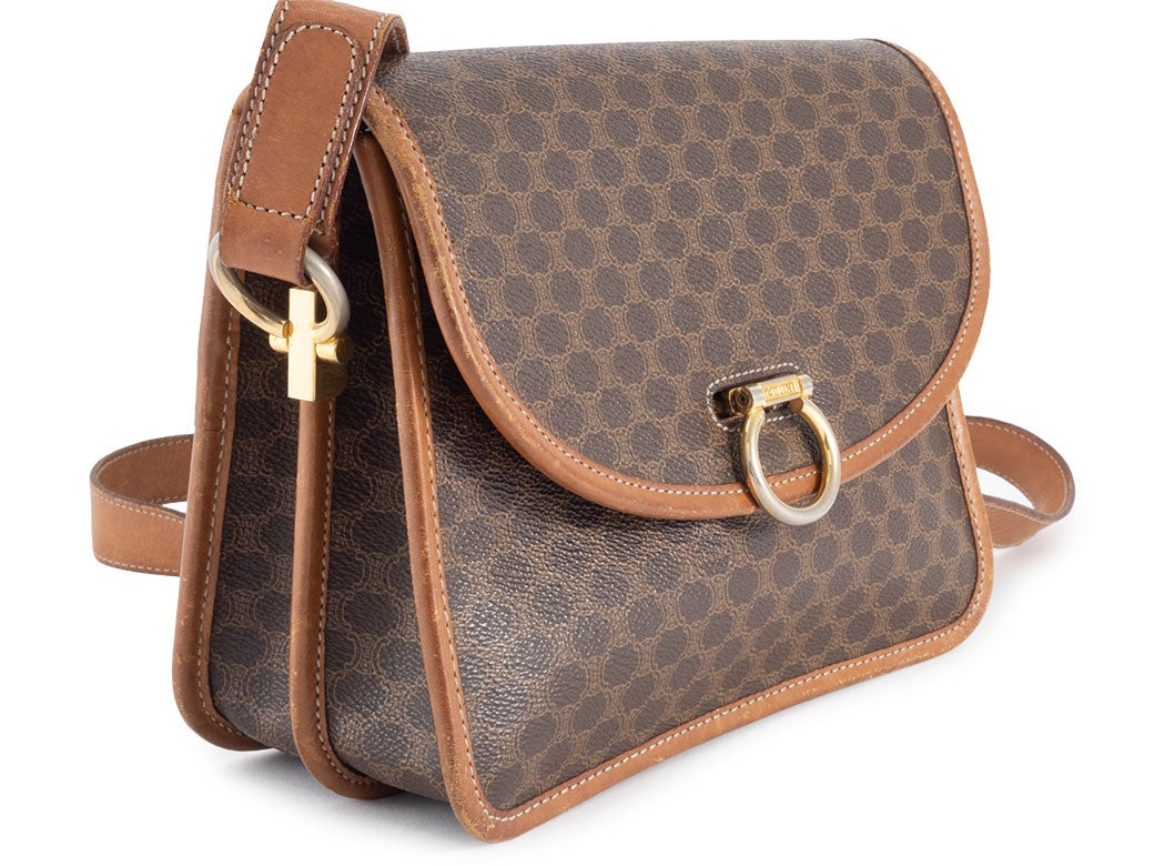 CELINE Macadam Flap Crossbody Shoulder Bag Womens Brown M08 Preowned Auth3