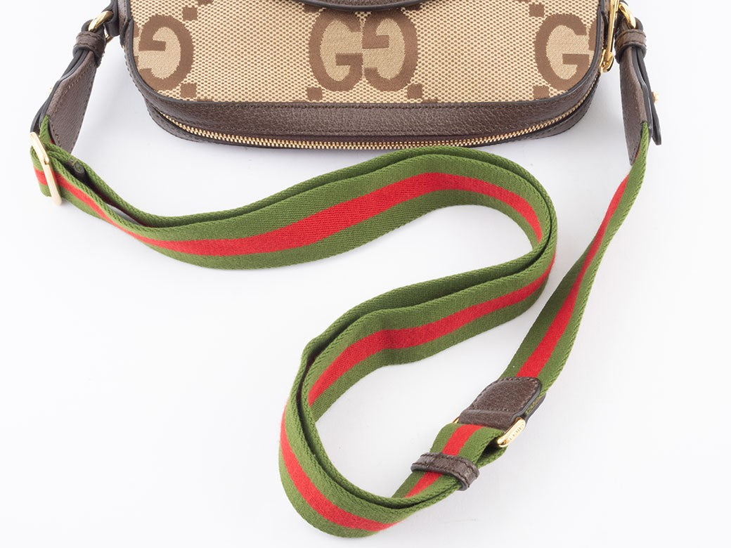 GUCCI Jumbo GG Canvas Messenger Crossbody Bag Beige Brown 675891 Preowned Auth4
