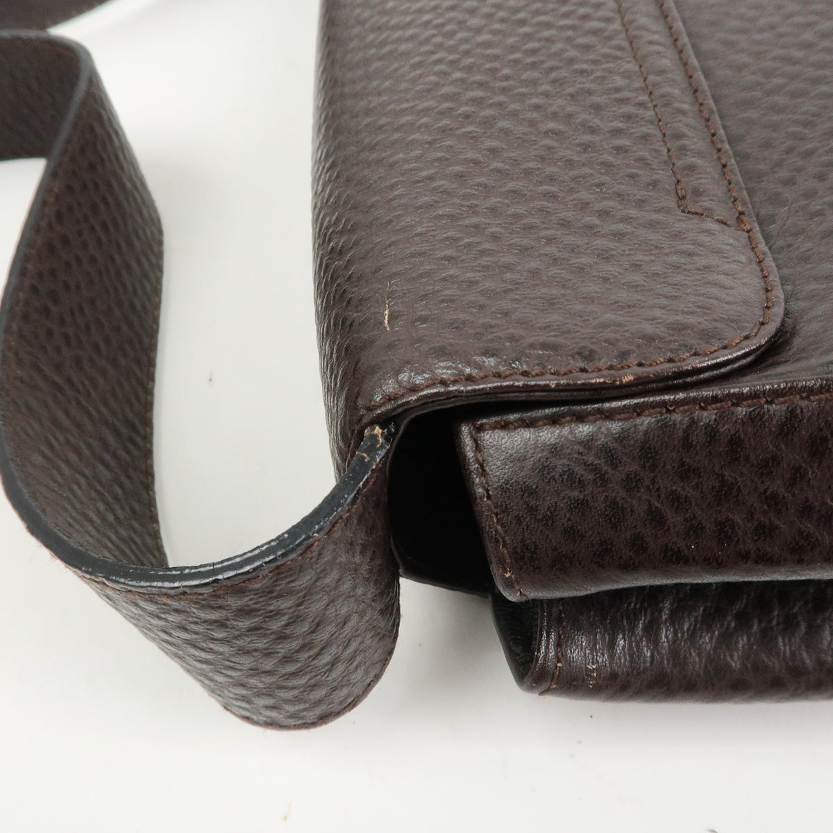 Ferragamo Gancini Logo Leather Shoulder Bag Hand Bag Brown Authentic Used F/S8