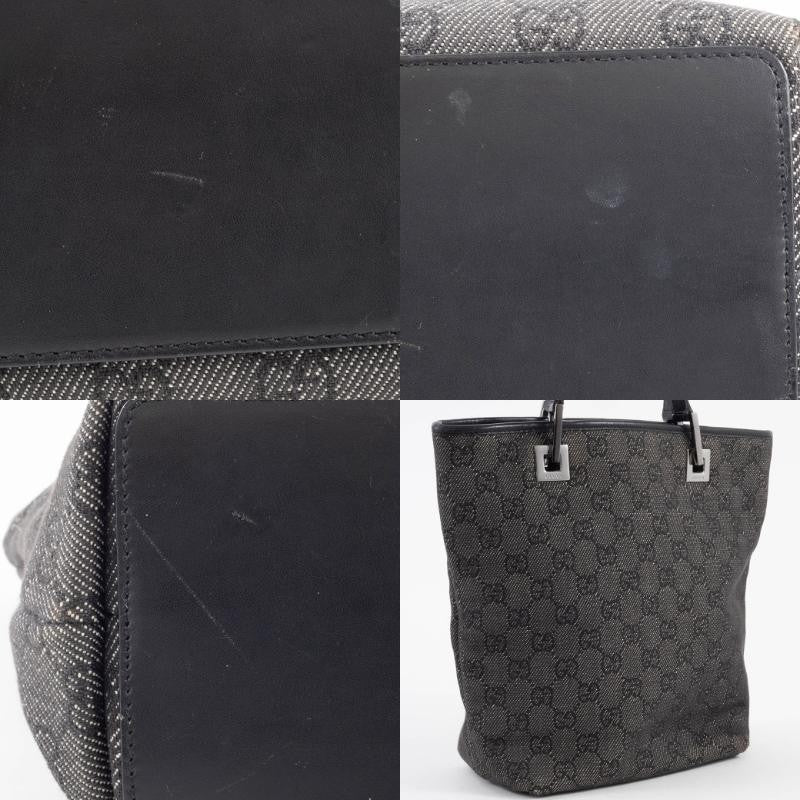 GUCCI GG Canvas Shoulder Tote Bag Underarm Gray Leather Handbag 31244 Preowned12