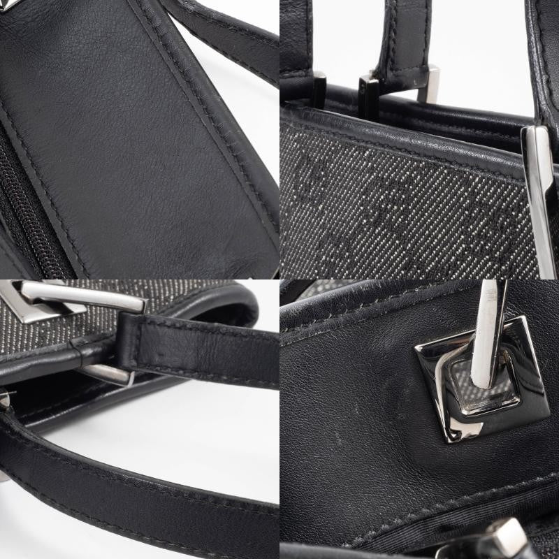 GUCCI GG Canvas Shoulder Tote Bag Underarm Gray Leather Handbag 31244 Preowned11